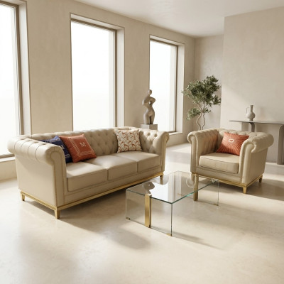 Luxury sofa beige sofa set sofas armchair 3+1 seater fabric design