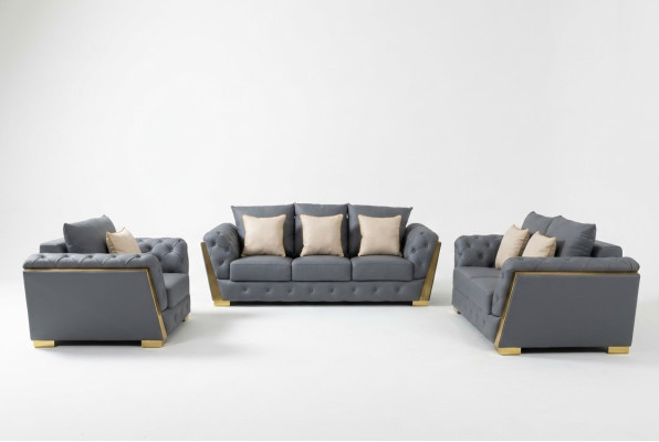 Chesterfield Sofa Set Couch Set 3+2+1 Fabric Sofa 3 Piece Furniture