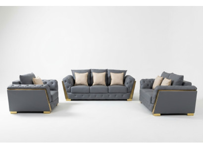 Chesterfield Sofa Set Couch Set 3+2+1 Fabric Sofa 3 Piece Furniture