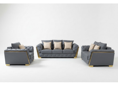 Chesterfield Sofa Set Couch Set 3+2+1 Fabric Sofa 3 Piece Furniture