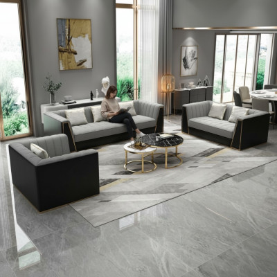 Sofa set Grey Couch Textile Medusa Fabric Sofa Couches Sofa Furniture 3-piece