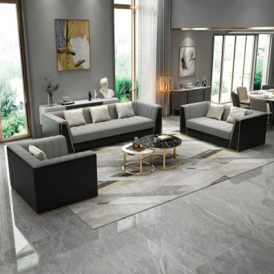 Sofa set Grey Couch Textile Medusa Fabric Sofa Couches Sofa Furniture 3-piece