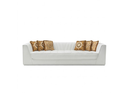 White luxury couch Medusa with golden heads sofa three-seater couches leather