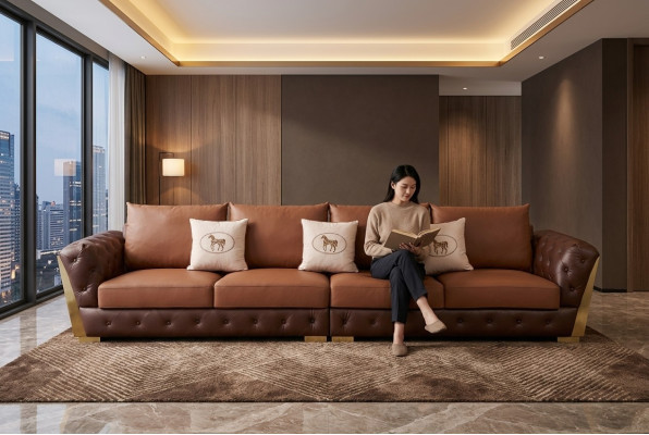 Modern five-seater luxury living room sofa Chesterfield design couch
