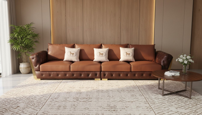 Modern five-seater luxury living room sofa Chesterfield design couch