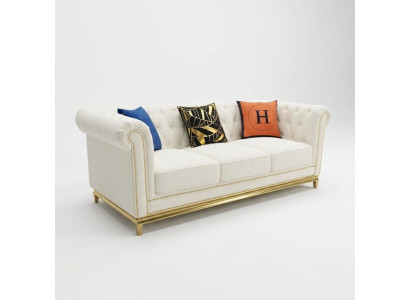 Chesterfield Textil Couch Sofa 3-Seater Seat Couches Sofas Upholstery New