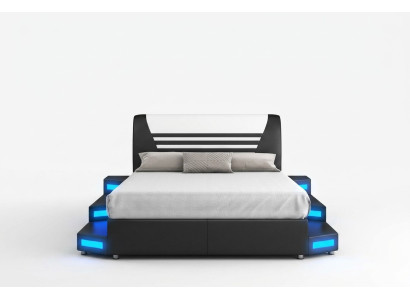 Luxury LED Illuminated Bedroom Bed Leather Bed 180x200 Furniture Beds