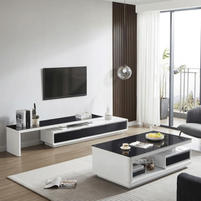 Black White TV Stand Luxury Sideboard Glass Sideboard Living Room Furniture