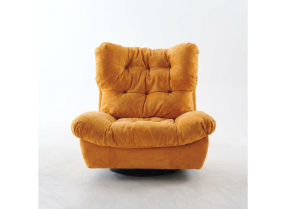 Designer Armchair Rotatable 1-Seater Yellow Upholstered with Ear Padding