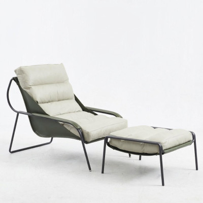 Relax Liege Chair Furniture 2-Piece Set Footstool Chair Recline