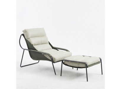 Relax Liege Chair Furniture 2-Piece Set Footstool Chair Recline