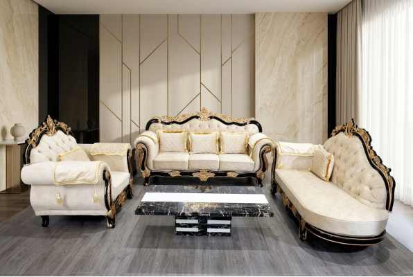Classic Chesterfield Sofa Baroque Style Sofa Set Group 3-piece Sofas.