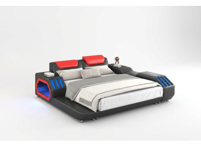 Luxury LED Beds Illuminated Bedroom Bed Leather Bed 180x200 Furniture