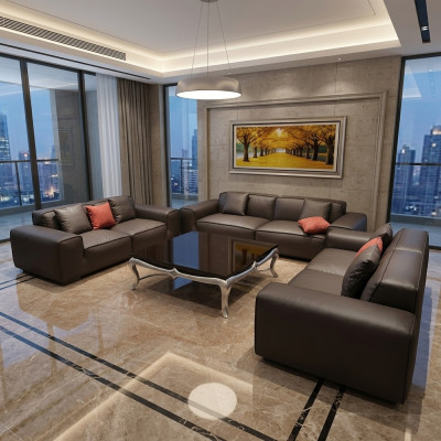 Black Premium Sofa Set 3+3+3 Seater Luxury Living Room Furniture Couch