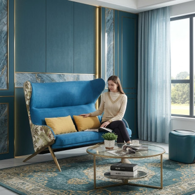 Classic 1.5-seater luxury blue seating furniture living room furniture couch