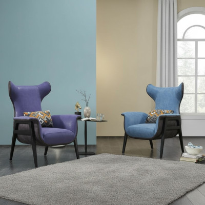 Luxury Single-Seater Armchair Blue Living Room Upholstered Chair Furniture Modern Design