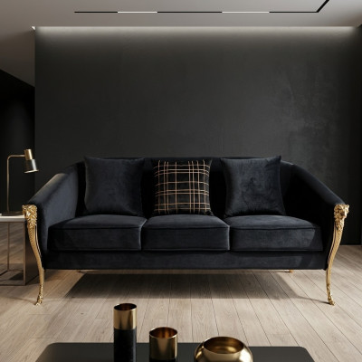 Three-seater couch upholstery furniture velvet luxury furnishing fabric couches