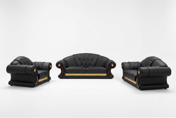 Chesterfield Sofa Couch Set 3+2+1 Leather Couches Upholstered Furniture Classic