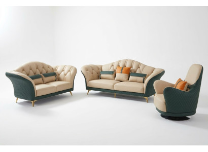 Chesterfield Furniture Set Upholstery Furniture 3-piece Set Leather Sofa New