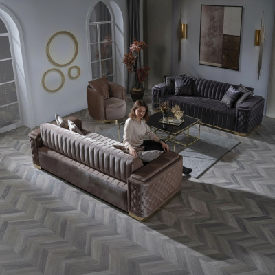 Chesterfield sofa set couch upholstery set 3-piece set sofa couch velvet