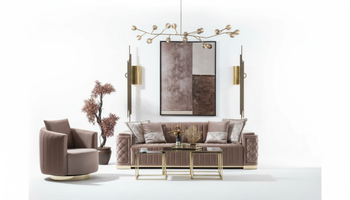 Luxury Couch 3+1 Furniture Sofa Couch Sofa Set Chesterfield 2-piece.