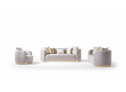 Luxury Sofa Oval Sofa Set Upholstered Furniture 3+2+1 Velvet Textile 3-piece.