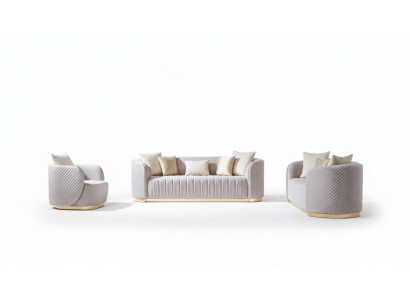 Luxury Sofa Oval Sofa Set Upholstered Furniture 3+2+1 Velvet Textile 3-piece.