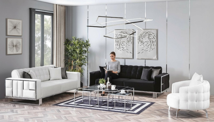 Luxury living room furniture couch seating ensemble sofa velvet sofa set 3-piece