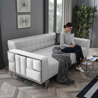 Adjustable Multifunction Couch Sofa Two-Seater Design Sofas White