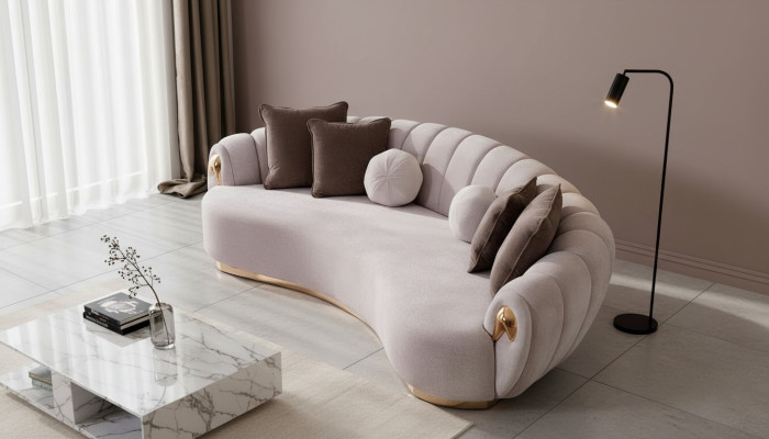 Luxury Sofa Big Couch Round Couches XXL Sofas Seating Furniture Fabric 263cm Gray