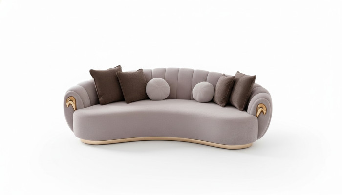Luxury Sofa Big Couch Round Couches XXL Sofas Seating Furniture Fabric 263cm Gray