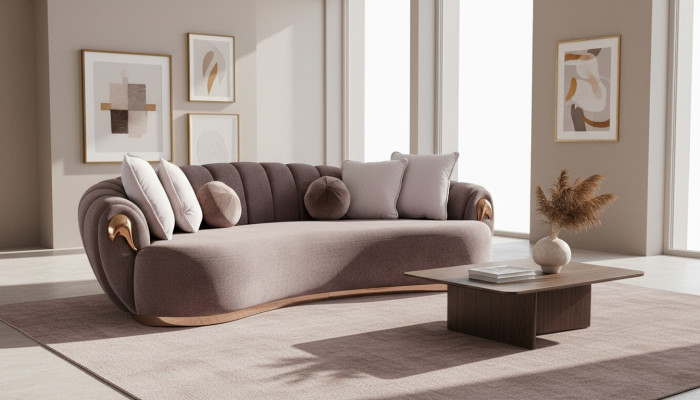 Three-seater couch upholstery furniture sofa couches rounded drop shape