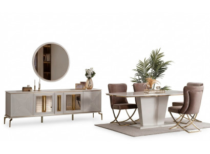 Luxury Dining Room Dining Set Dining Table Set Dining Group Table Chairs Sideboard 7-piece