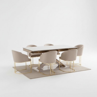 Dining room set suite dining group dining table with 4x armchair chair sets