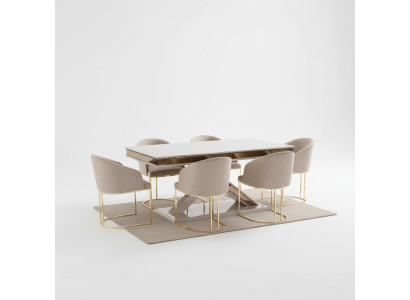 Dining room set suite dining group dining table with 4x armchair chair sets