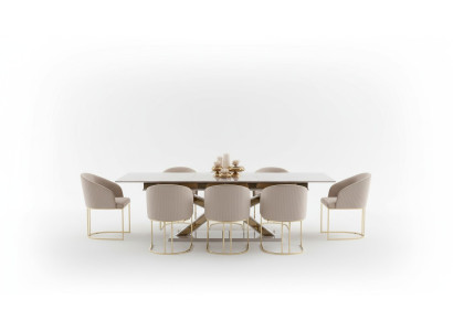 Dining room set dining group stainless steel chairs 10x armchairs dining table table 11-piece