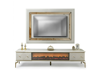 Sideboard Cabinet RTV with Fireplace Living Room Set TV Panel Stainless Steel Luxury Furniture