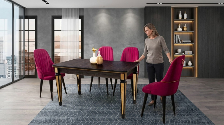 Dining table dining room furniture dining set dining group table 4x chairs 5-piece dining set.