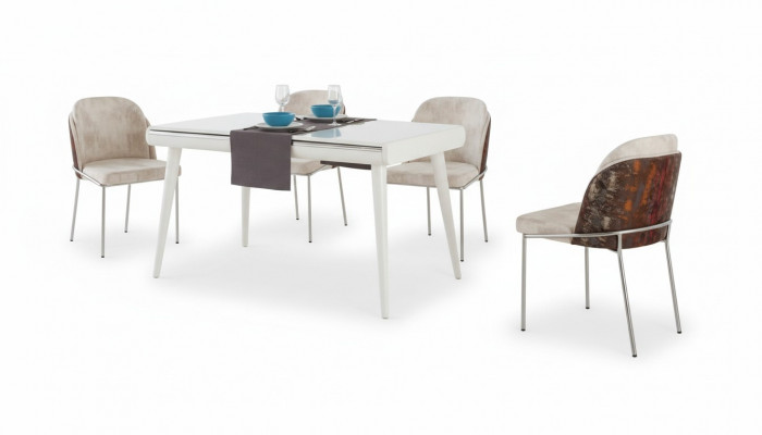 Modern dining group furniture dining room set suite seating dining table upholstered 5-piece set.