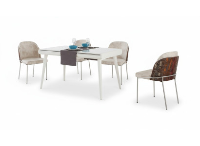Modern dining group furniture dining room set suite seating dining table upholstered 5-piece set.