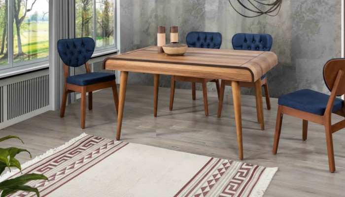 Modern furniture dining room set suite seating ensemble dining table upholstered 5-piece.