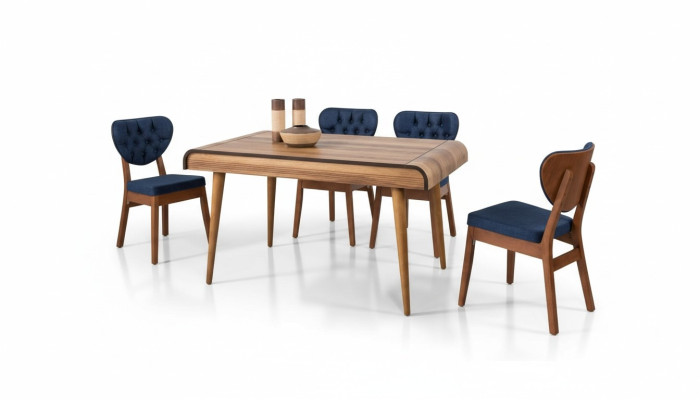 Modern furniture dining room set suite seating ensemble dining table upholstered 5-piece.