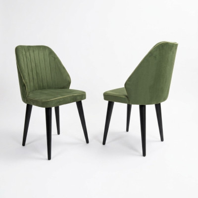 Green chair on black wooden legs for the dining room new comfortable model