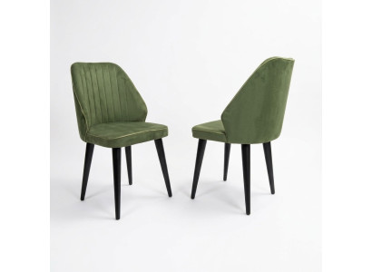 Green chair on black wooden legs for the dining room new comfortable model