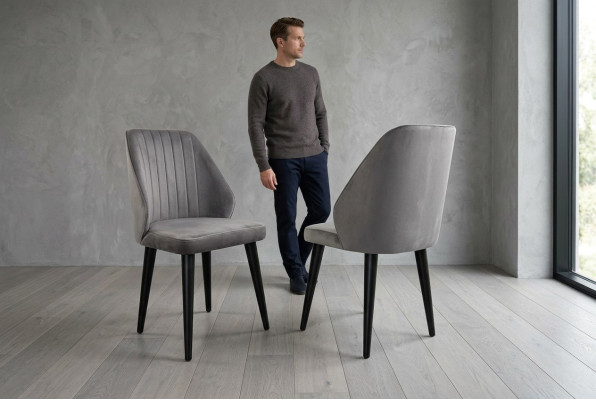 Gray dining chair luxury single-seater textile furniture designer model new
