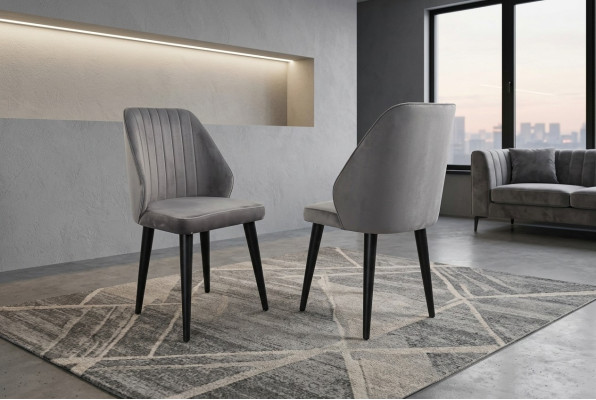 Gray dining chair luxury single-seater textile furniture designer model new