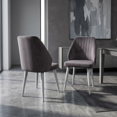 Gray Modern Dining Chair Single-Seater Wooden Legs Luxury Furniture Chairs