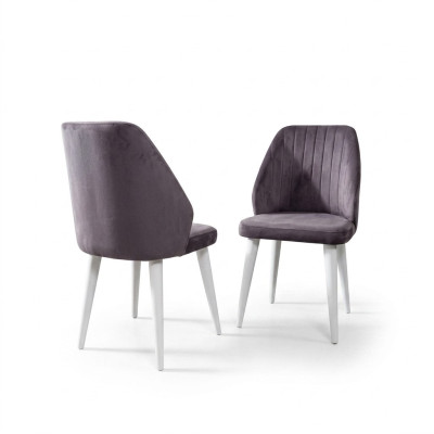 Gray Modern Dining Chair Single-Seater Wooden Legs Luxury Furniture Chairs