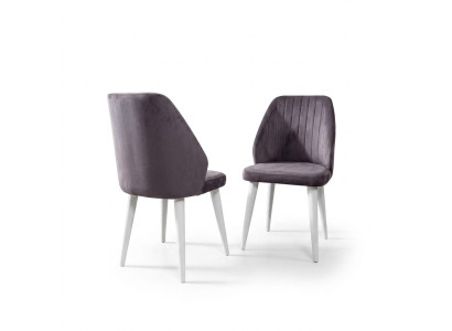 Gray Modern Dining Chair Single-Seater Wooden Legs Luxury Furniture Chairs