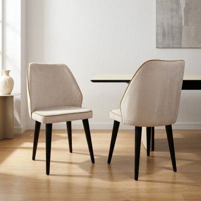 White upholstered chair luxury dining room single seater wooden legs designer furniture